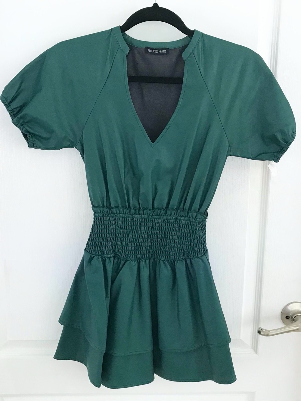 Robertson+Rodeo of Mixology Forest Green Vegan Leather Chic Mini Dress, XS, NEW